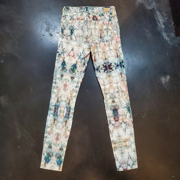 Paige tie-dyed Verdugo Ultra Skinny jeans size 24, green white cream pink orange - Picture 4 of 6